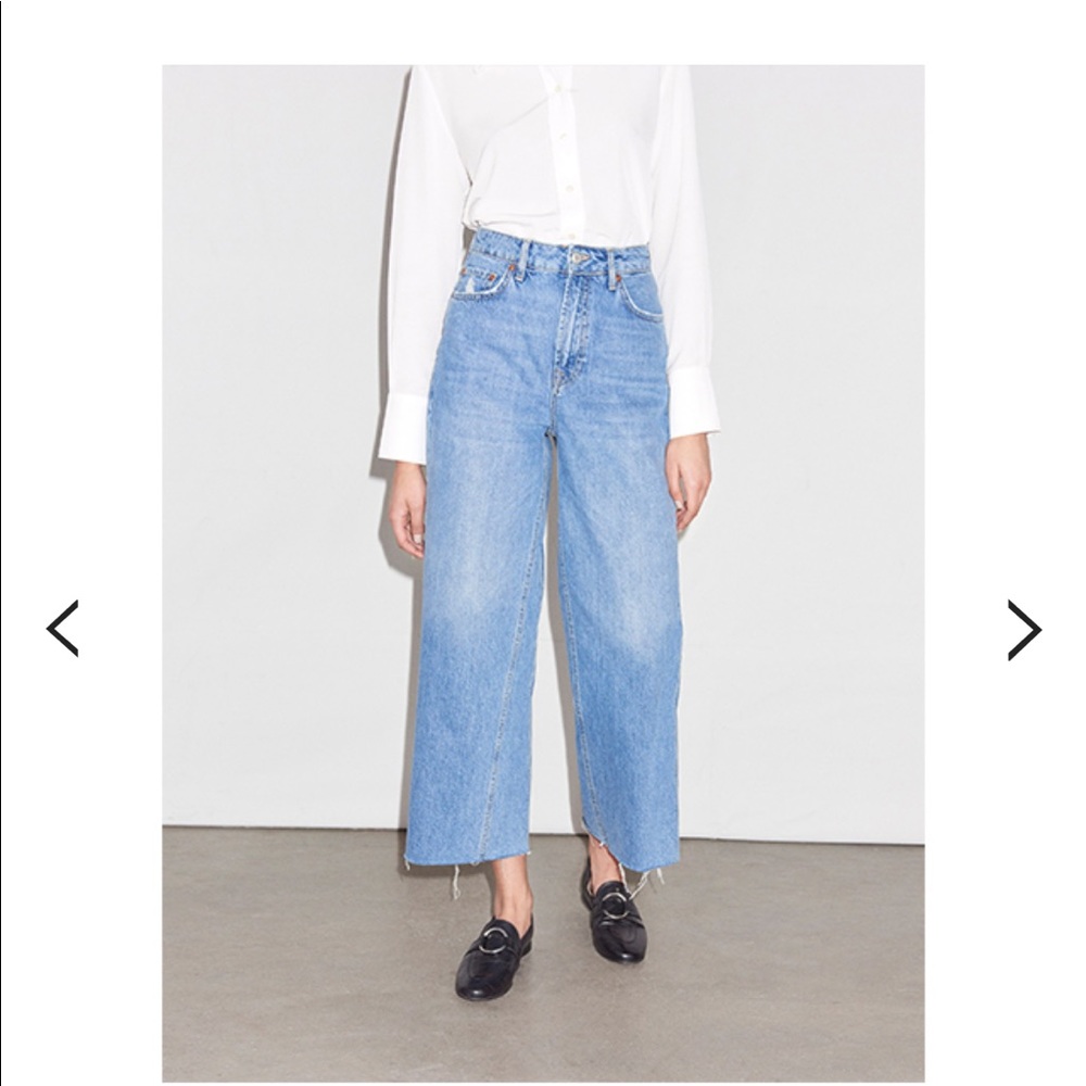 High waisted cropped wide leg jeans